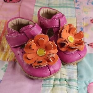 Livie & Luca Pink and Orange Leather Soft Sole Baby Shoes 0-6 Month Blossoms